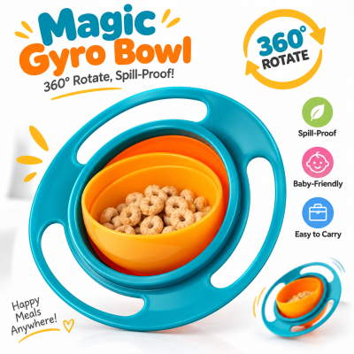 Magic Gyro Bowl 360-Degree Rotating Spill-Proof Baby Bowl – Universal Balance Anti-Spill UFO Bowl with Food-Grade BPA-Free PP Plastic, Easy to Clean Interactive Toddler Feeding Bowl
